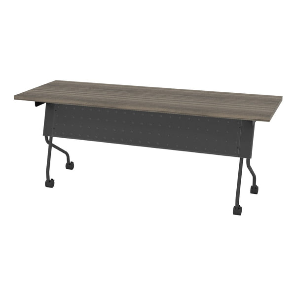OSP Home Furnishings 6' Nesting Training Table with Walnut Laminate Top and Locking Casters for Offices Titanium 84226TU