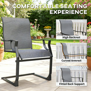 English Elm Outdoor Mesh Patio Dining Chairs Set of 2 with C-spring Rocking Motion Gray Frame T3971P444906