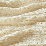 Madison Park Chunky Double Knit Casual Hand Made Chunky Double Knit Throw Blanket MP50-6135 Ivory