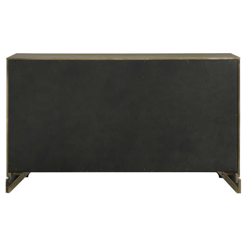 English Elm Sundance Six-Drawer Dark Cocoa Dresser Cabinet with Brass Knobs, Solid Wood Drawer Boxes, 61"W B062P378394