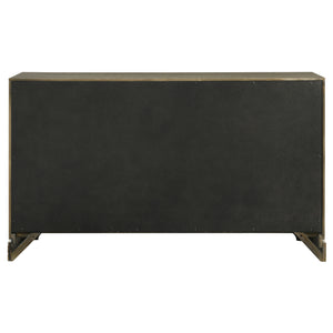 English Elm Sundance Six-Drawer Dark Cocoa Dresser Cabinet with Brass Knobs, Solid Wood Drawer Boxes, 61"W B062P378394