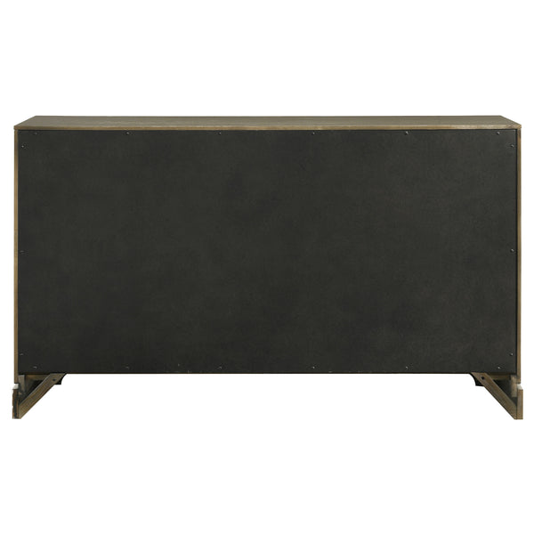 English Elm Sundance Six-Drawer Dark Cocoa Dresser Cabinet with Brass Knobs, Solid Wood Drawer Boxes, 61"W B062P378394