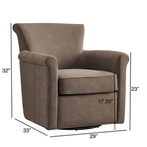 English Elm Westly Faux Leather Swivel Accent Chair with Rolled Arms, 360° Metal Swivel, Coil Spring Comfort Espresso B050P390597