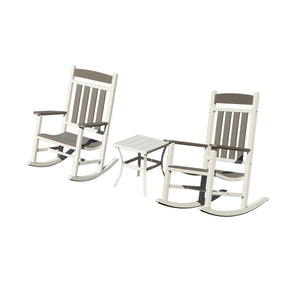 English Elm Outdoor HDPE Rocking Chairs Set of 3 – Weatherproof Oversized Patio Rockers, Ergonomic 380lb Support, Fade‑Resistant Elegance Grey+White W1859P360050