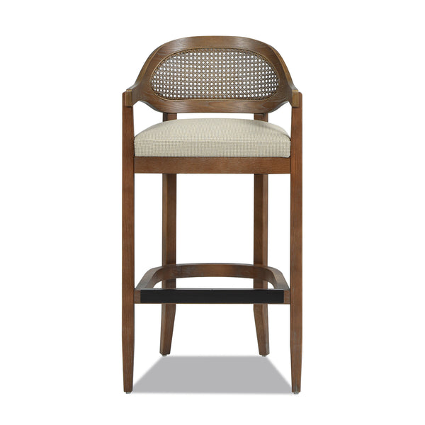 English Elm Jennifer Taylor Home - Americana Mid-Century Modern 30.5" Cane Back Bar Stool with Solid Oak Frame, Handmade Craftsmanship Beige B2719P296894