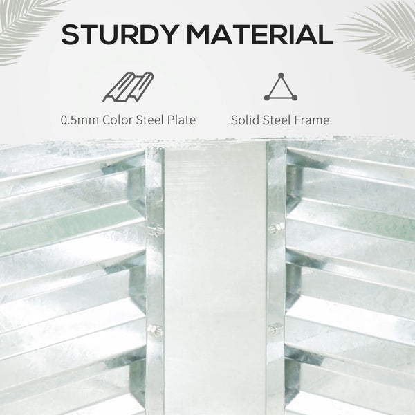 English Elm Outsunny Galvanized Raised Garden Bed With Mini Greenhouse Cover & Ventilation For Year-Round Growth W2225P174451-GIGA