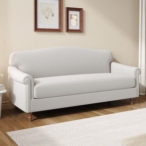 English Elm Modern Chenille Loveseat with Rolled Arms Pocket Spring Cushions and Rubberwood Legs N763P362173R