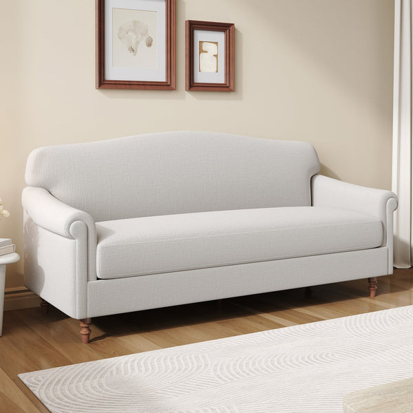 English Elm Modern Chenille Loveseat with Rolled Arms Pocket Spring Cushions and Rubberwood Legs N763P362173R