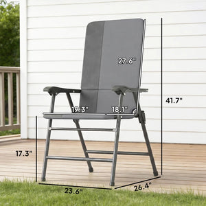 English Elm Outdoor Folding High Back Lawn Chairs with Steel Frame and Oxford Cloth Seating Set of 2 T3971P475700