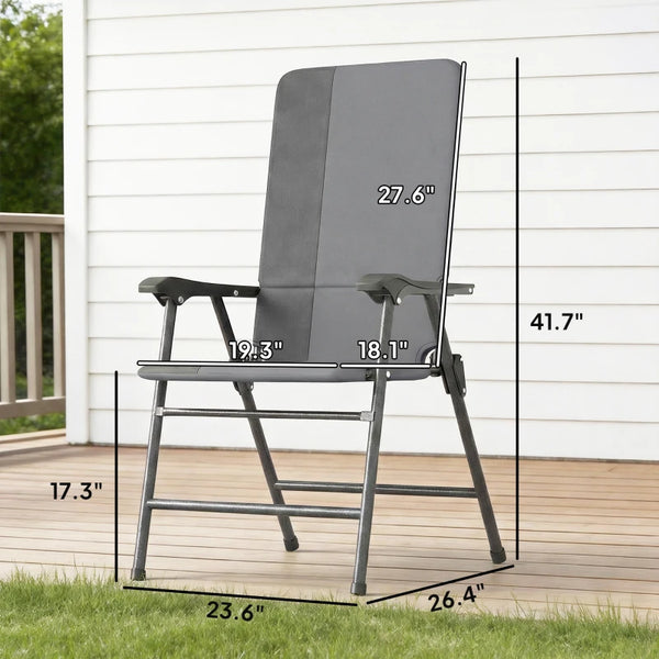 English Elm Outdoor Folding High Back Lawn Chairs with Steel Frame and Oxford Cloth Seating Set of 2 T3971P475700