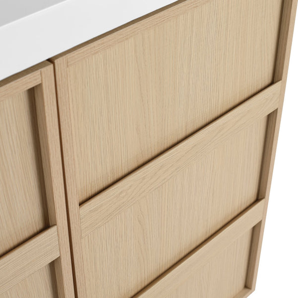 English Elm 36" Freestanding Bathroom Vanity Plywood Base Resin Sink Soft Close Storage W999S00509
