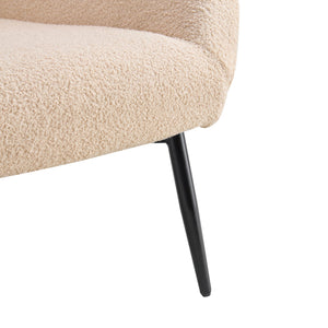 English Elm Light Sherpa Fleece Accent Chair with Footrest Curved Cocoon Seat for Modern Living W370141733