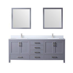 English Elm Dark Grey Double Bath Vanity With White Quartz Top, Faucet Set & 30" Mirrors - Stylish & Durable! B2731S01057