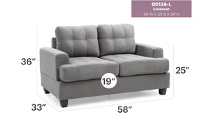 English Elm Cozy Microfiber Transitional Loveseat with Saddle Arms, Easy Assembly, Compact 36"H x 34"D Comfort Gray 58.3 L x 32.7 W x 9 H B078S00047