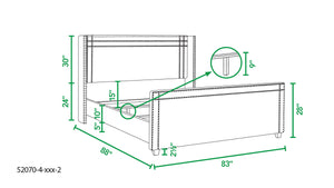 English Elm Jennifer Taylor Home - Elle Wingback Upholstered King Bed in Silver Grey Polyester — Handcrafted Hardwood Frame, Nailhead Trim, Luxurious Support B2719P245936
