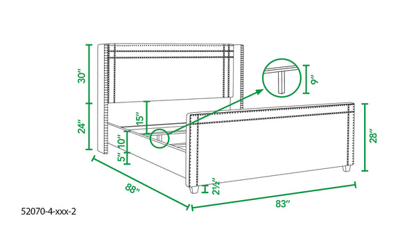 English Elm Jennifer Taylor Home - Elle Wingback Upholstered King Bed in Silver Grey Polyester — Handcrafted Hardwood Frame, Nailhead Trim, Luxurious Support B2719P245936