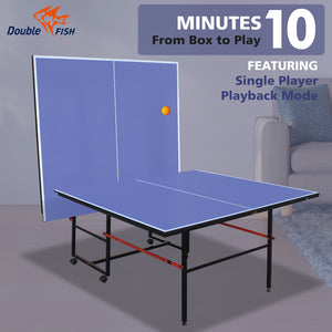 English Elm Double Fish Regulation 9 Foot Mdf Folding Table Tennis with Paddles Balls and Net W3087P250963
