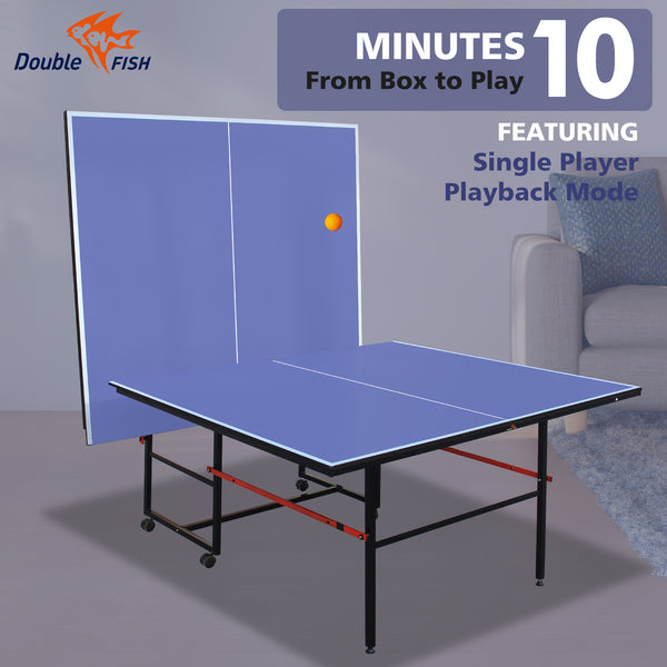 English Elm Double Fish Regulation 9 Foot Mdf Folding Table Tennis with Paddles Balls and Net W3087P250963