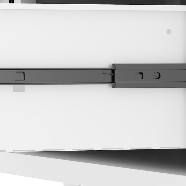 English Elm 28"h White Steel Rolling File Cabinet Locking Drawers Quiet Slides Home Office T2398P465996
