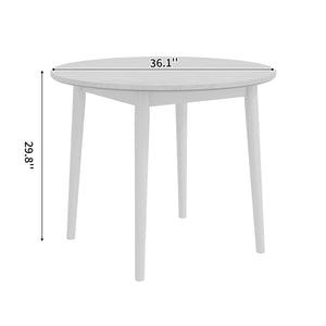 English Elm Studio Round Cement Gray Dining Table with Whitewashed Solid Wood Legs for Small Spaces B127P495089