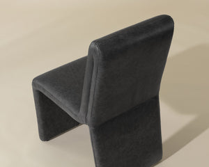 Sunpan CASCATA Dining Chair - Luxurious Marseille Black Leather with Sculptural Design for Comfort & Style 111293