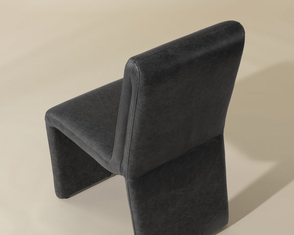 Sunpan CASCATA Dining Chair - Luxurious Marseille Black Leather with Sculptural Design for Comfort & Style 111293