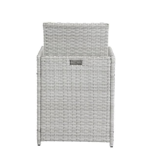 English Elm Paitalyi 9PC Blue Wicker Bistro Set with Glass Table, Steel Frame, Cushioned Chairs & Ottomans B2726S00416