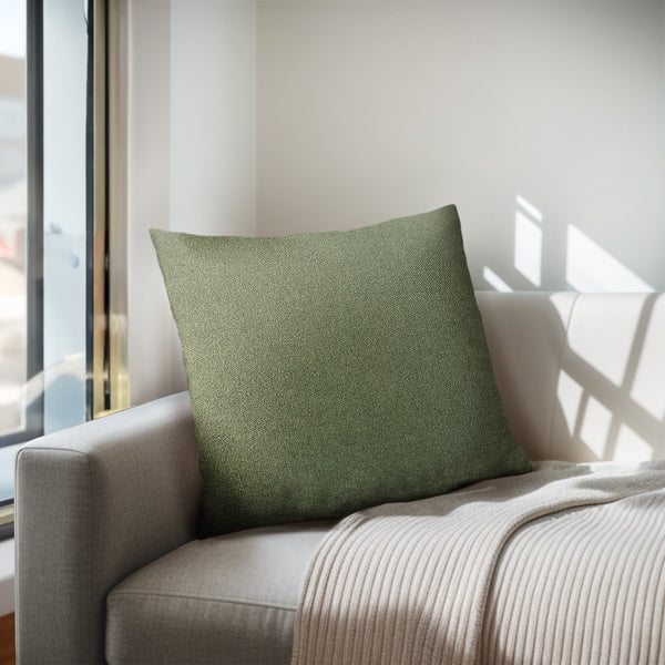 JLA Home Chapel Hill - Solid Square Pillow — Plush 20x20 Decorative Throw with Feather-Polyester Fill, Subtle Stripe Detail for Layering and Long-Lasting Comfort Green CH30-0032