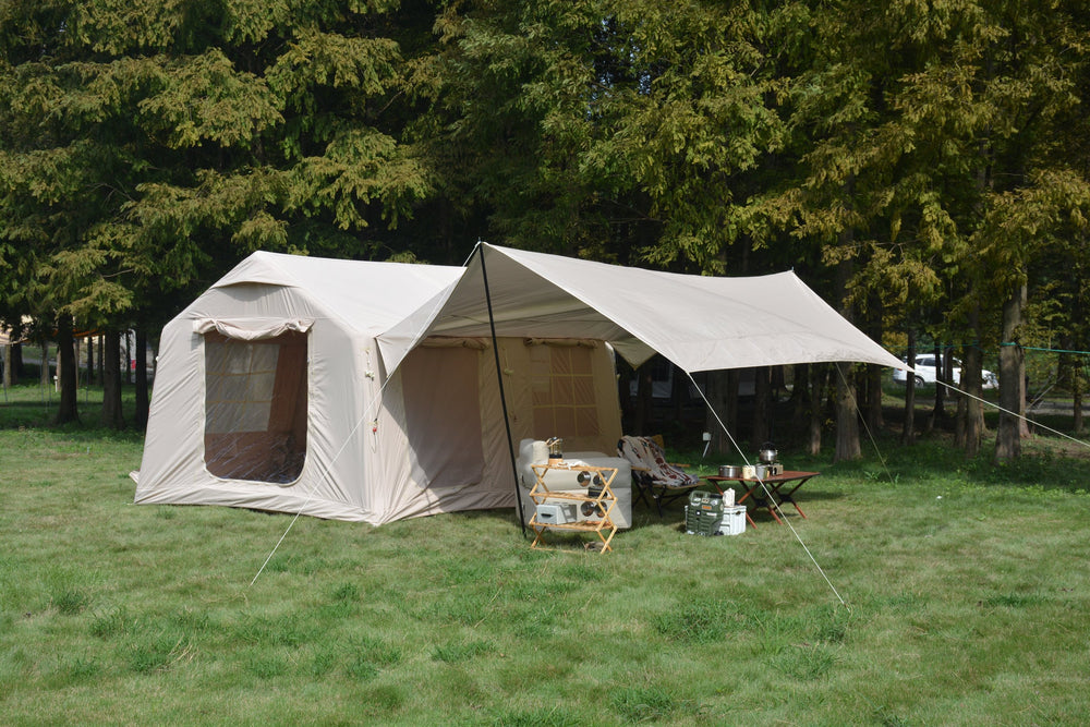 English Elm 9.8x13ft Inflatable Glamping Tent with Canopy Waterproof Air Beam Easy Setup 4 Person W640P244861