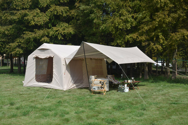 English Elm 9.8x13ft Inflatable Glamping Tent with Canopy Waterproof Air Beam Easy Setup 4 Person W640P244861