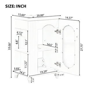 English Elm 20" Matte Freestanding Bathroom Vanity Ceramic Sink Mdf Cabinet Open Side Shelf Black N725P364206B