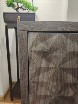 English Elm Modern Sideboard Buffet Cabinet with Diamond Relief Doors, Ample Storage, Sleek Artful Design for Home Gray W1706P235653