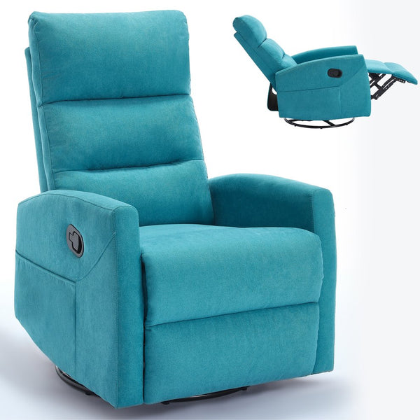 English Elm Manual Rocker Recliner with 360 Swivel Fabric Upholstery for Living Room Comfort W3224P289294