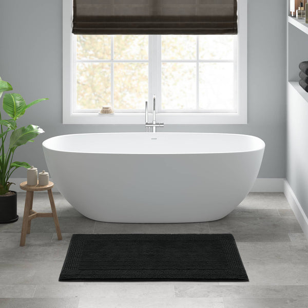English Elm 1 Heavyweight Cotton Tufted Bath Rug Reversible Spa Grade Absorbent Floor Mat Black B035P319569