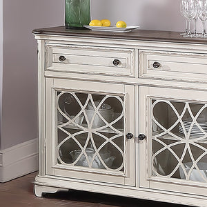 English Elm Traditional Elegant Server with Spacious Drawers and Cabinet Storage for Dining Room Organization and Style Antique White 27 L x 44 W x 59 H B011P395601