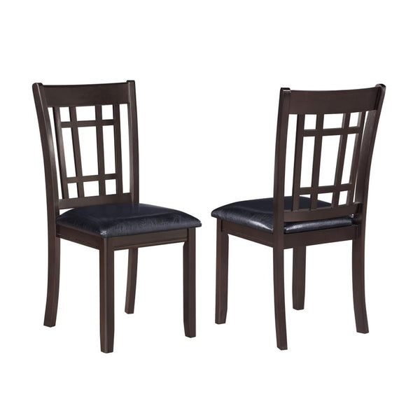 English Elm Set of 2 Wood Dining Side Chairs with Black Leatherette Seats, Transitional Design, Sturdy Rectangular Backrest Espresso B016P368661