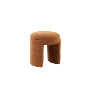 English Elm Contemporary Plush Pleated Round Ottoman Stool with Gold Trim Base, Velvet-Like Accent Seat for Living Room Brown Mix 19 L x 19 W x 20 H B2741P388365