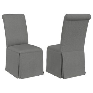 English Elm Catrina Elegant Upholstered Skirted Dining Chair Set of 2 with Rolled Tall Back, Plush Comfort and Chic Style LIGHT GREY B062P299964