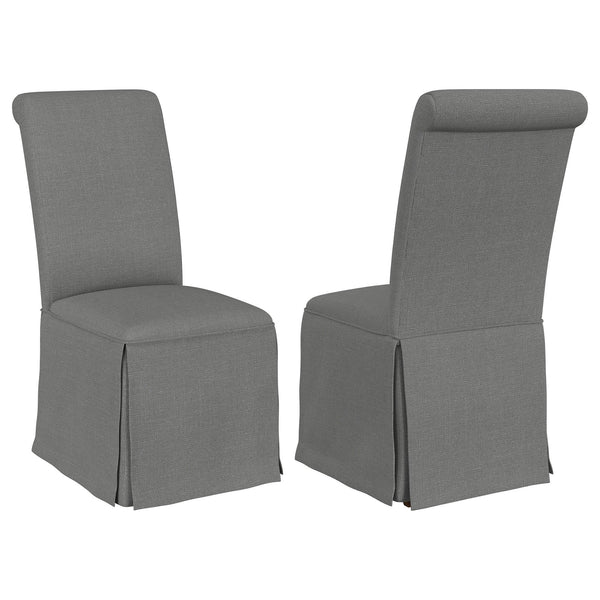 English Elm Catrina Elegant Upholstered Skirted Dining Chair Set of 2 with Rolled Tall Back, Plush Comfort and Chic Style LIGHT GREY B062P299964