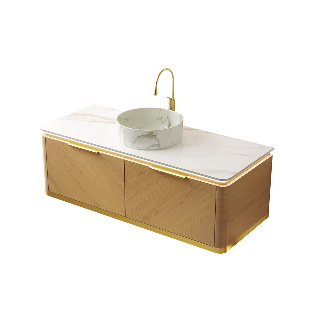 English Elm Dipa 48" Floating Bathroom Vanity With Luxury Vessel Sink, Soft-Close Drawers & Sensor Lighting W2615S00488