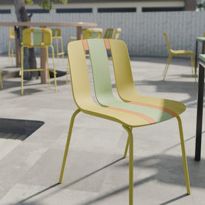 English Elm Holiday Stackable Polypropylene Side Chair Set of Four for Indoor Outdoor Dining Grain Yellow,Haze Green,Tropical Orange W3450P447384