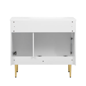 English Elm 36" Modern Bathroom Vanity with Resin Basin Sink, Soft-Closing Doors, Drop-Down Cabinet & Storage Elegance N710P265934K