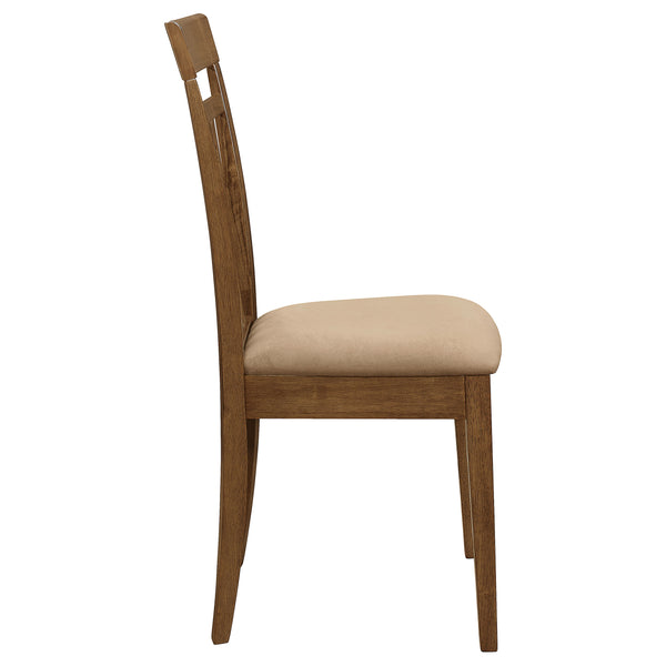 English Elm Liandra Chestnut 5-Piece Dining Set with Slat Back Chairs, Hardwood Veneer, Beige Upholstery Elegance B062P345390