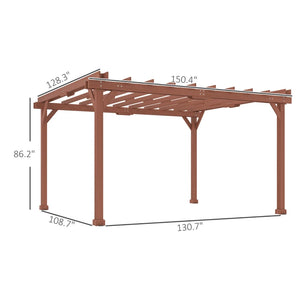 English Elm Garden Fir Wood Pergola with Open Lattice Roof for Backyard Patio Entertaining T3971S00176