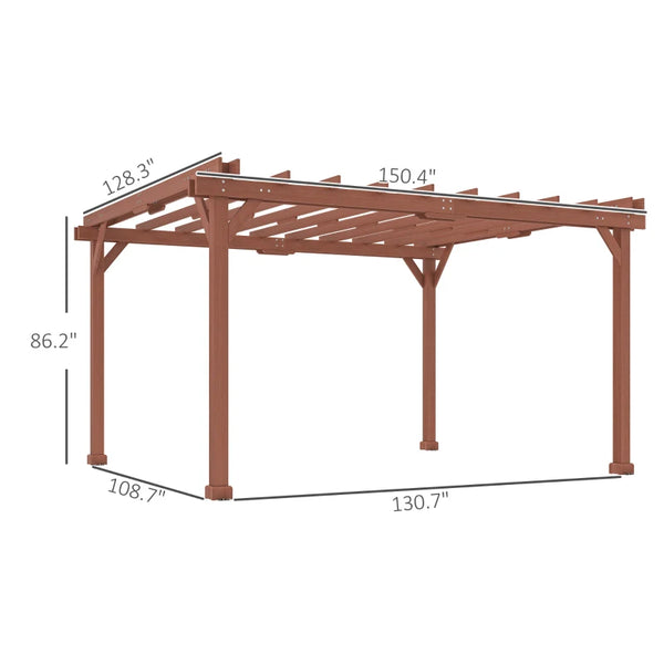 English Elm Garden Fir Wood Pergola with Open Lattice Roof for Backyard Patio Entertaining T3971S00176