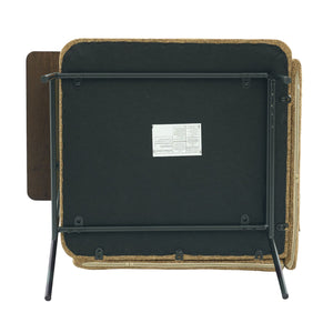 English Elm Leisure Linen Accent Chair with Built-in Side Table Pockets and Lumbar Pillow Modern Yellow W395P453313