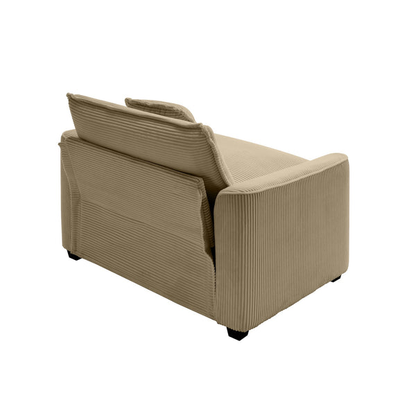 English Elm Mid-Century Modern Sectional Set - 3-Seater & Single Seater With Pillows For Cozy Living Spaces W714S00796