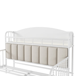 English Elm Full Solid Wood Kids Platform Bed with Guardrail, Low-Profile Durable Pine & MDF, 350LB Capacity White 58.27 L x 16.93 W x 9.65 H W2593P337441