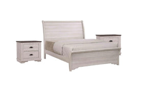 English Elm 1Pc King Sleigh Bed In Chalk Gray - Modern Curved Headboard, Horizontal Lines, Elegant Design & Comfort B2741S00253