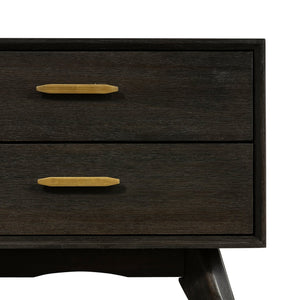 English Elm Baly Solid Acacia Wood Two Drawer Nightstand Mid-century Tapered Legs Bedroom B2736P464875